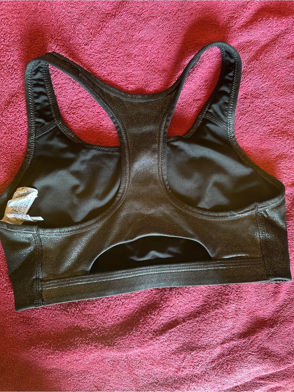 Nike Black Racerback Sports Bra with White Swoosh - Picture 2 of 2